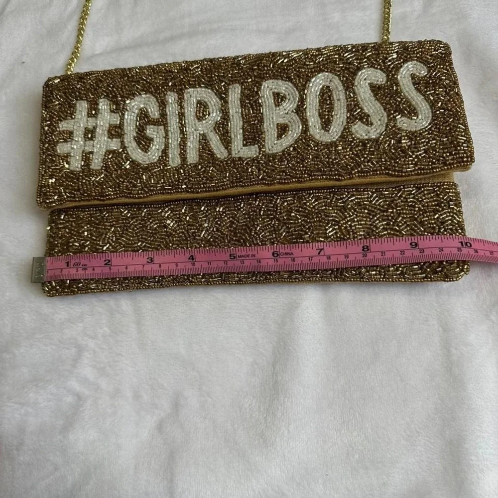 Gold seed‎ beads clutch bag